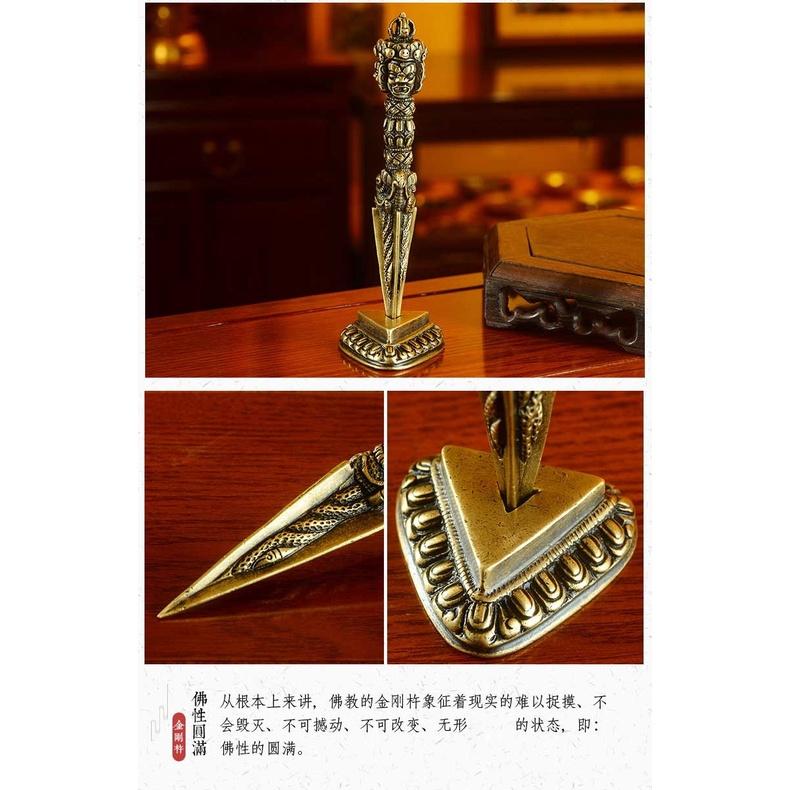 三面普巴金剛杵（帶底座）藏傳密宗法器 穢跡金剛杵 合金金剛杵 金剛降魔杵 尼泊爾手工藝 藏傳密宗法器 家居擺件【元音寺】-細節圖6