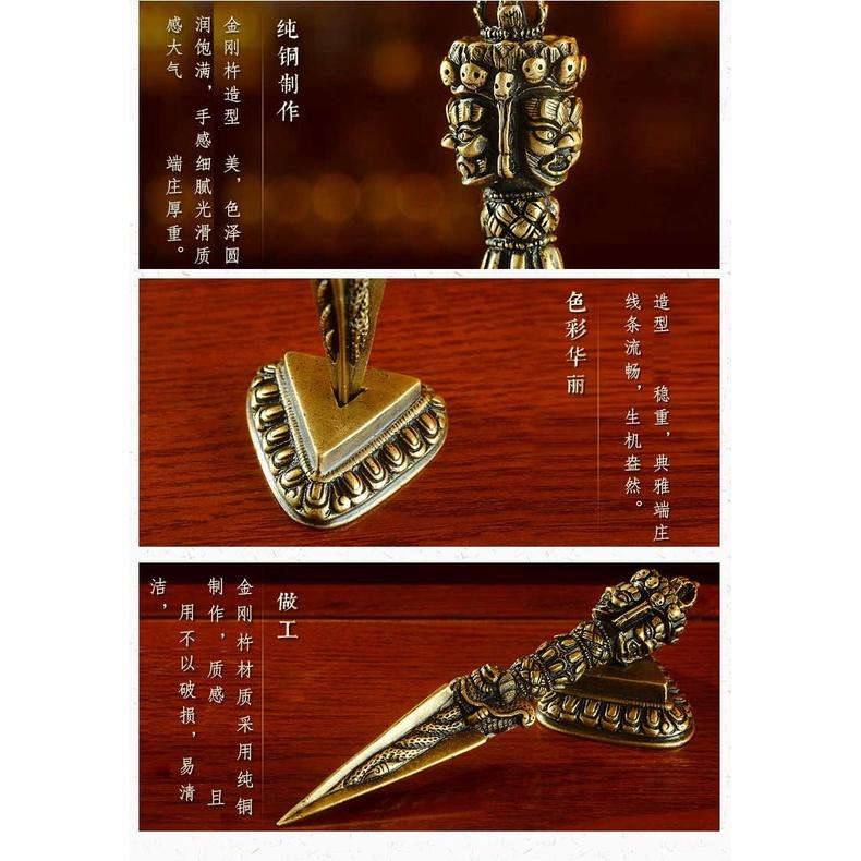 三面普巴金剛杵（帶底座）藏傳密宗法器 穢跡金剛杵 合金金剛杵 金剛降魔杵 尼泊爾手工藝 藏傳密宗法器 家居擺件【元音寺】-細節圖7