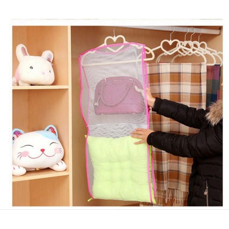 雙層晾曬收納網袋 86X35cm 創意晾枕頭網袋 多功能枕頭晾曬網套 晾曬收納網 防風枕頭晾曬網玩具晾曬架 多用途收-細節圖4