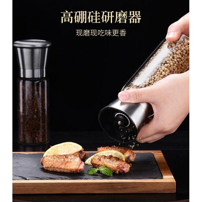 胡椒研磨器 可視不銹鋼胡椒研磨器 家用花椒咖啡研磨瓶 調料瓶 手動研磨瓶 304不銹鋼海鹽胡椒研磨器-細節圖6