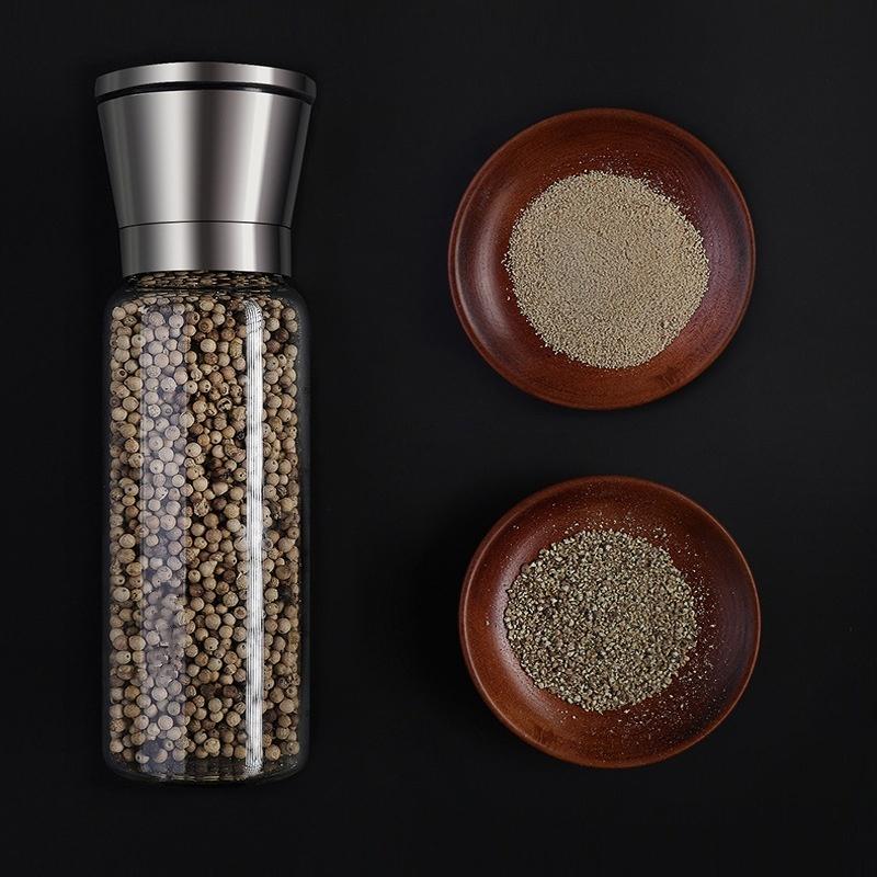 胡椒研磨器 可視不銹鋼胡椒研磨器 家用花椒咖啡研磨瓶 調料瓶 手動研磨瓶 304不銹鋼海鹽胡椒研磨器-細節圖7