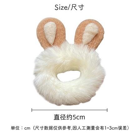 日韓毛絨髮圈 兔耳小熊髮圈 兔耳朵頭繩 可愛小熊髮束 丸子頭髮圈 馬尾丸子頭髮飾 可愛髮圈-細節圖6