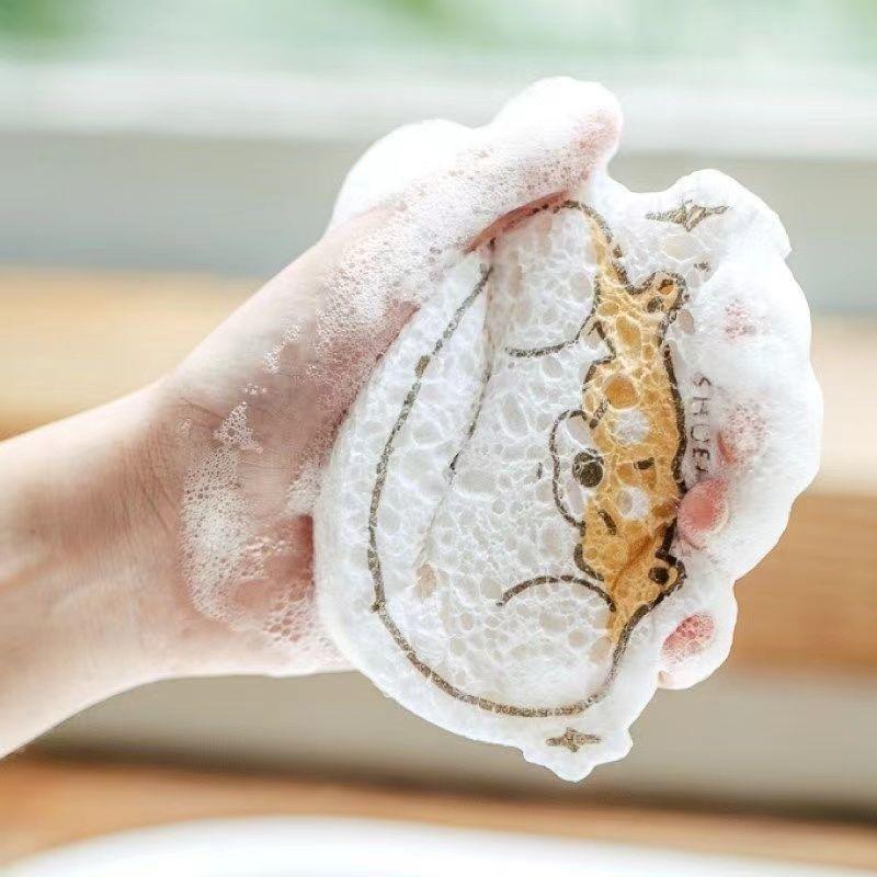 可愛卡通海綿擦 木漿海綿擦 卡通壓縮海綿擦刷 清潔擦 木漿棉洗碗海綿 海綿洗碗刷 洗碗布木漿海綿刷-細節圖3