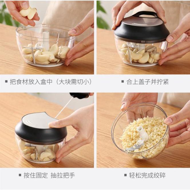 手拉式食物料理器 家用料理磨碎器 多功能小型攪餡器 手動料理機 絞菜機 蒜泥器 寶寶副食品攪碎器 創意切絲器 切菜器-細節圖6