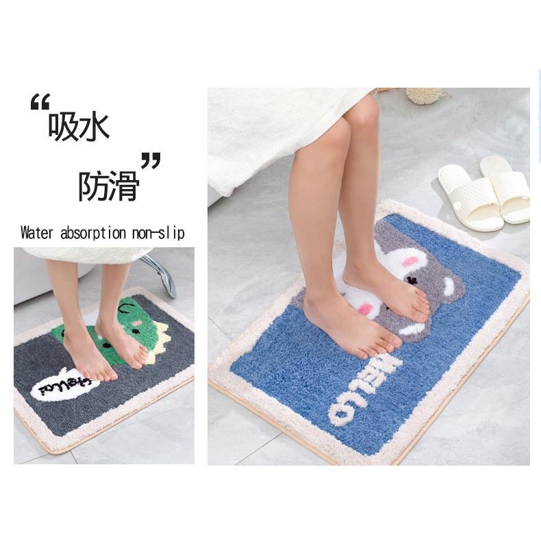 加厚植絨吸水地墊 可機洗 吸水地墊 客廳地墊 恐龍動物水果地墊 兒童地墊 浴室防滑墊 吸水卡通日韓地墊-細節圖7