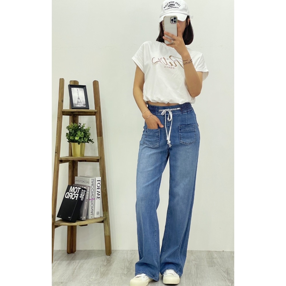 #8158  📳 前口袋抽繩牛仔寬📳-細節圖10