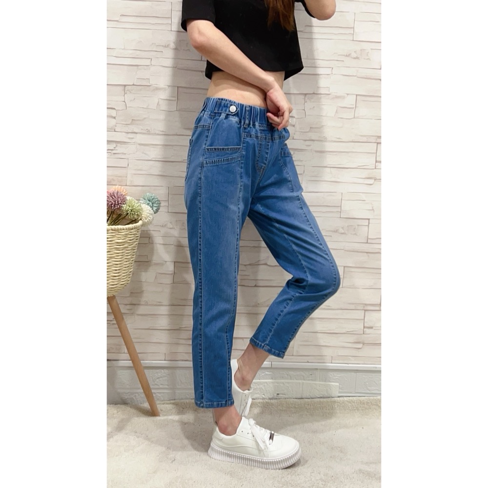 ✴️#5519✴️ 「腰兩釦車線彈力七分單寧」✴️-細節圖3