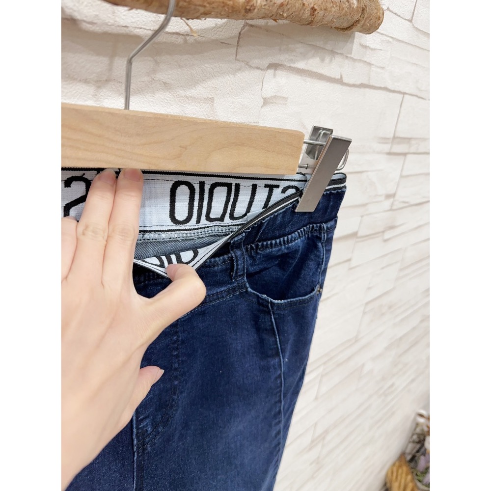 ✴️#5552 ✴️「腰織帶好瘦深藍單寧」  ✴️ 穿起來真的很瘦好瘦 ✴️磅數足啊✴️-細節圖3