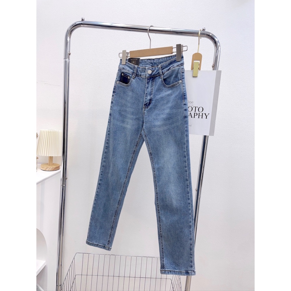 ✴️現貨✴️#2722  ❤️‍🔥後袋拼色直筒牛仔褲 ❤️‍🔥質感色系 ❤️‍🔥S-XL💗-細節圖2