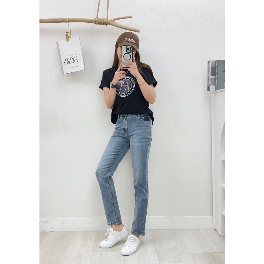 ✴️現貨✴️#2722  ❤️‍🔥後袋拼色直筒牛仔褲 ❤️‍🔥質感色系 ❤️‍🔥S-XL💗-細節圖4