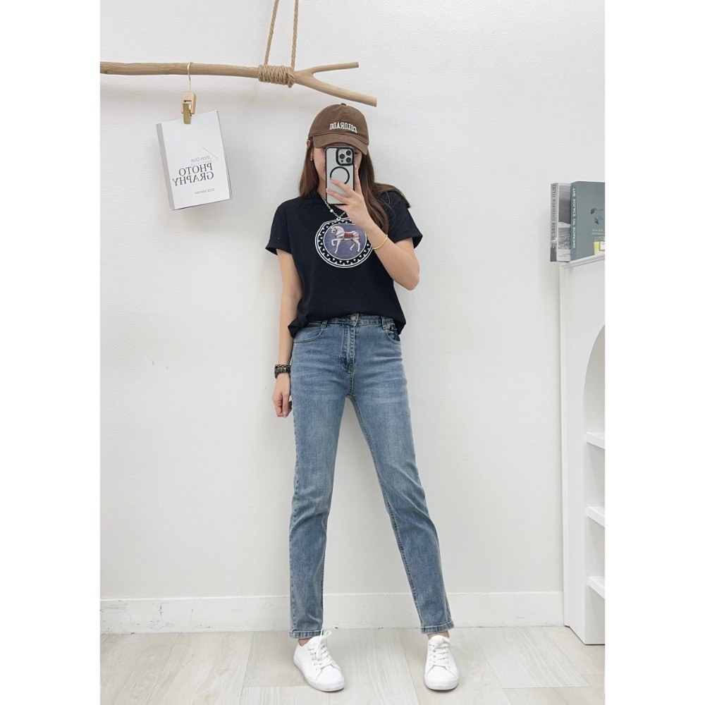 ✴️現貨✴️#2722  ❤️‍🔥後袋拼色直筒牛仔褲 ❤️‍🔥質感色系 ❤️‍🔥S-XL💗-細節圖6