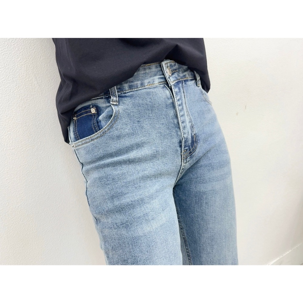 ✴️現貨✴️#2722  ❤️‍🔥後袋拼色直筒牛仔褲 ❤️‍🔥質感色系 ❤️‍🔥S-XL💗-細節圖7