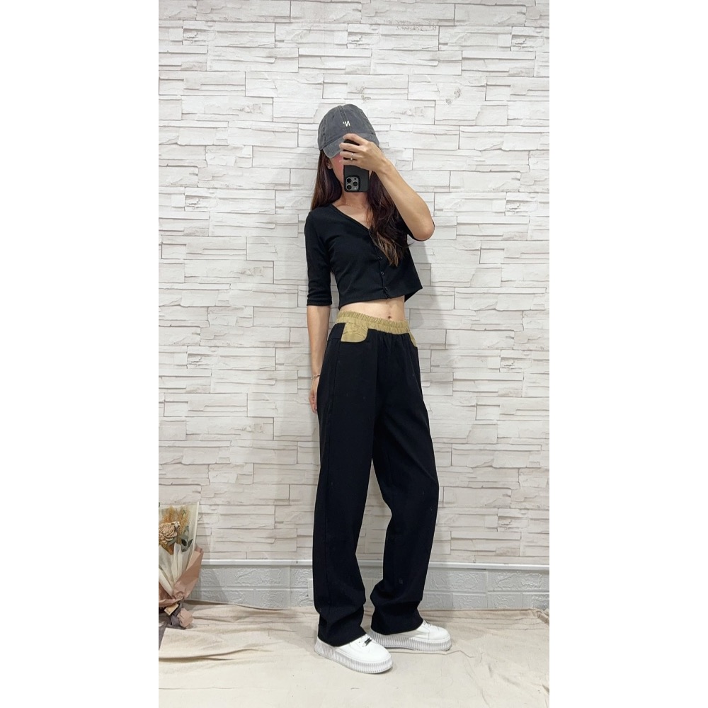 D0795 腰頭配色落地褲-細節圖3