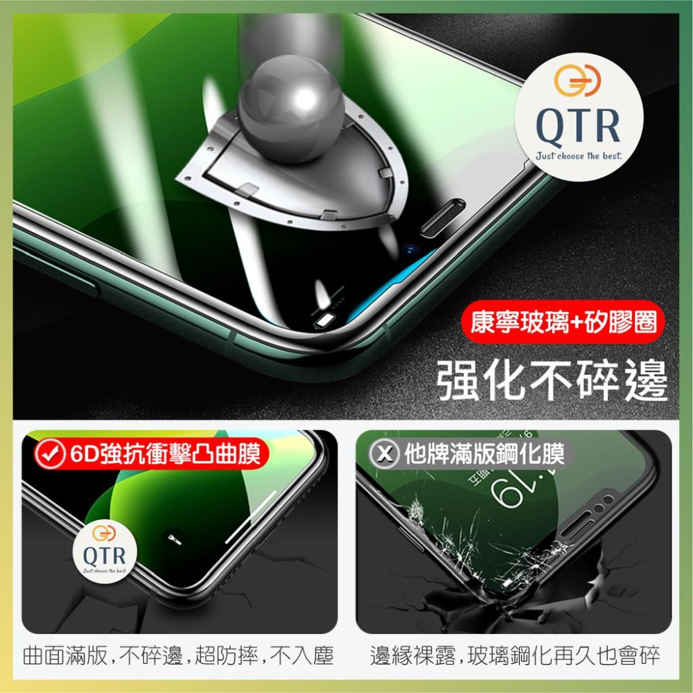 QTR💎6D超防摔保護貼💎iPhoneX XS 11 12全系列 9H鋼化 全滿版 不頂殼 6D鋼化膜 防指紋 抗衝擊-細節圖4