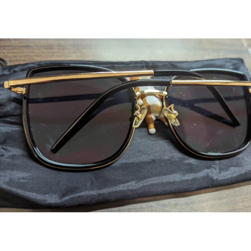 太陽眼鏡 墨鏡 復古太陽眼鏡 抗UV400 方框太陽眼鏡 膠條包邊方框墨鏡 大方框 歐美時尚方框小臉太陽眼鏡-細節圖3