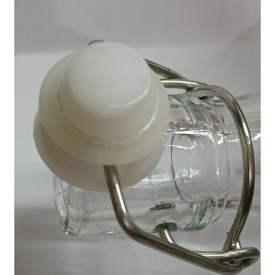 IKEA 帶蓋玻璃瓶 條紋 玻璃瓶 花瓶 水瓶 bottle with stopper blue 34 oz 廚房用具-細節圖2
