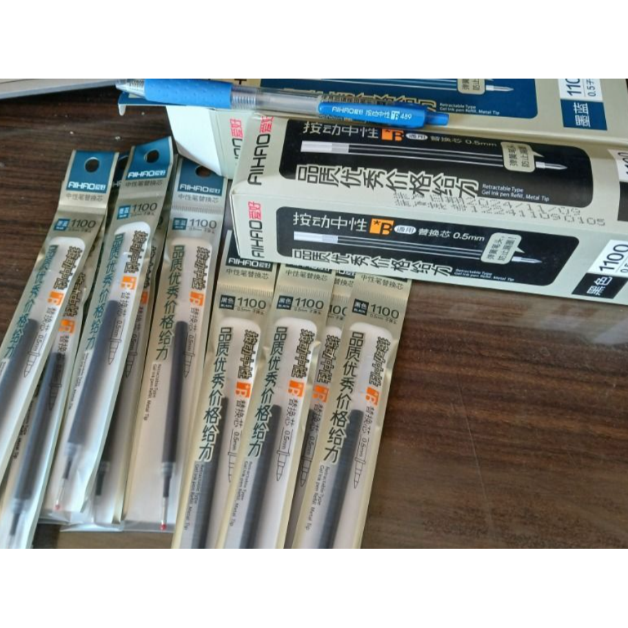 愛好 AIHAO 按動通用筆芯 子彈頭 中性筆 替芯 0.5 mm 黑 墨藍 替換 筆芯 1100-細節圖3