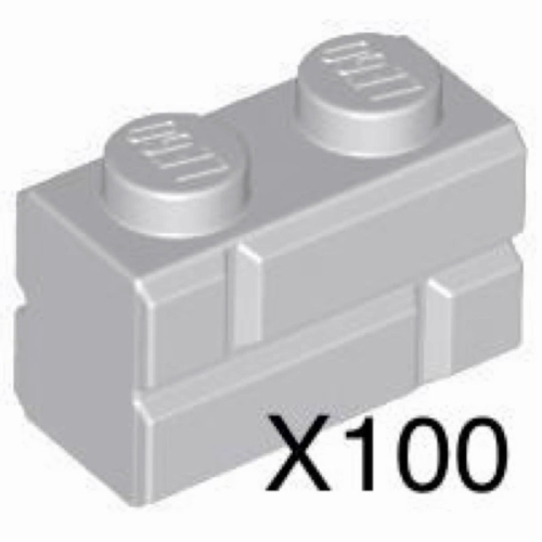 樂高 lego 98283 10305 1×2 磚型磚 城堡磚 100 淺灰色