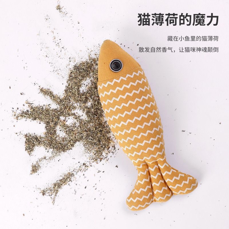 快速出貨【貓房東 CatLandlord】貓咪玩具貓薄荷棉麻布魚玩具-細節圖6
