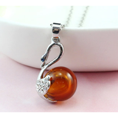 天鵝琉璃球項鍊飾品精油項鍊琉璃精油瓶項鍊 香薰瓶 聞香瓶 黃招財 粉桃花 五行開運-細節圖4