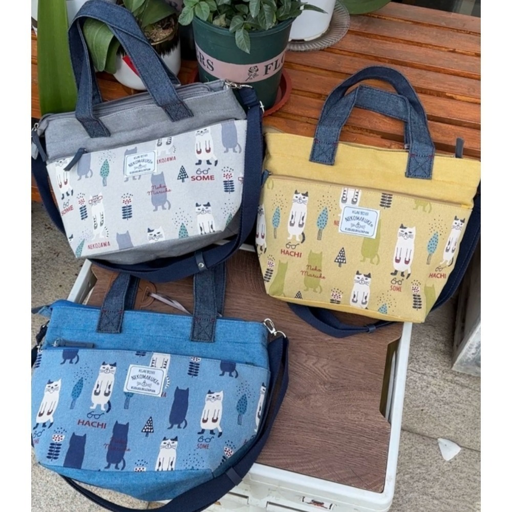 🇯🇵kusuguru 2023年新款 眼鏡貓先生 刺繡貓咪 2way 手提包斜肩包-細節圖2