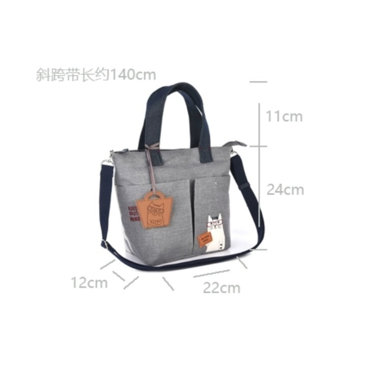 🇯🇵kusuguru 2023年新款 眼鏡貓先生 刺繡貓咪 2way 手提包斜肩包-細節圖3