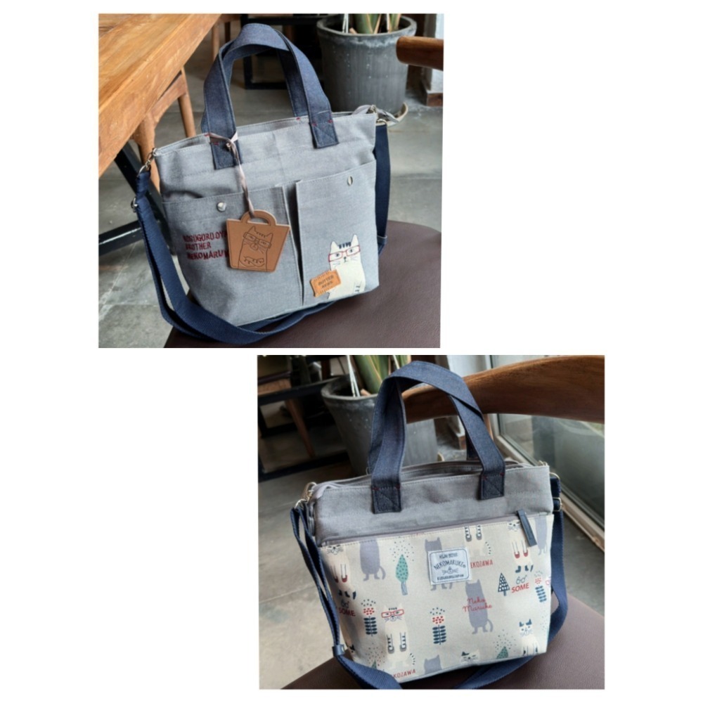 🇯🇵kusuguru 2023年新款 眼鏡貓先生 刺繡貓咪 2way 手提包斜肩包-細節圖6