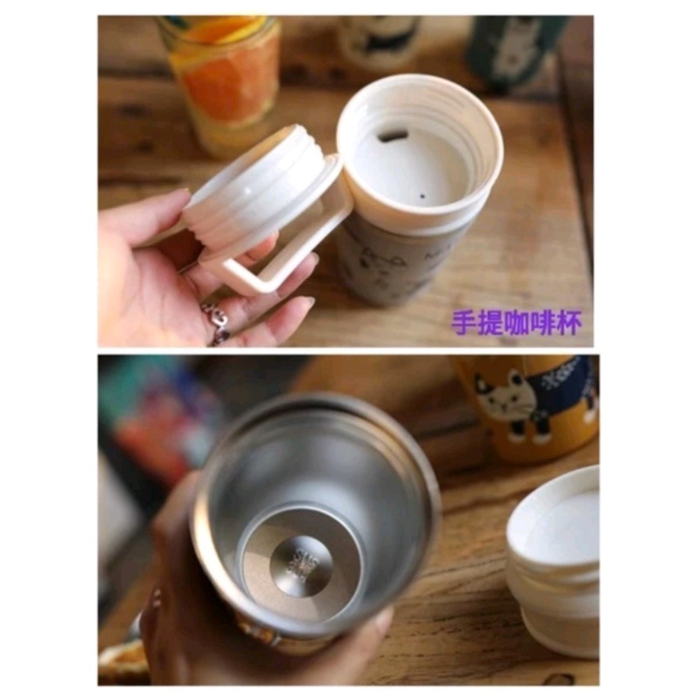 🇯🇵日本Kusuguru 貓咪 304不鏽鋼咖啡杯 手提咖啡杯 汽車兩用咖啡杯-細節圖5