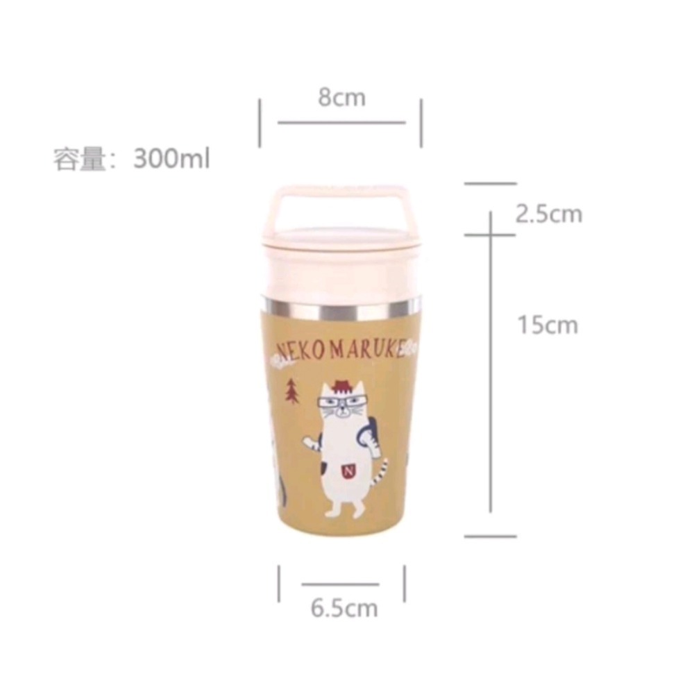 🇯🇵日本Kusuguru 貓咪 304不鏽鋼咖啡杯 手提咖啡杯 汽車兩用咖啡杯-細節圖6