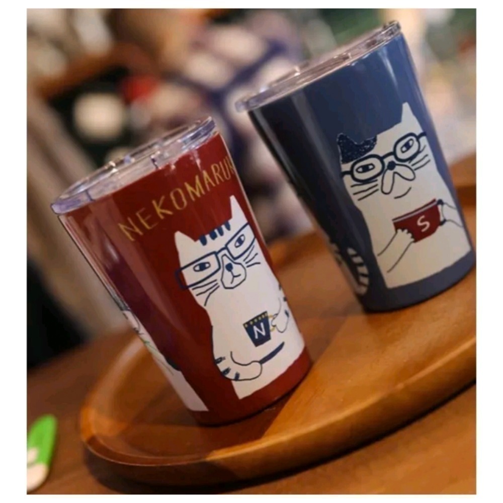 🇯🇵日本Kusuguru 貓咪 304不鏽鋼咖啡杯 手提咖啡杯 汽車兩用咖啡杯-細節圖7