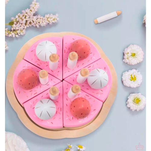 木質仿真生日蛋糕 木製草莓奶油蛋糕 家家酒玩具