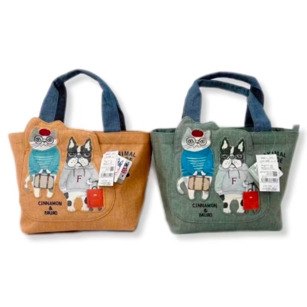 🇯🇵日本Kusuguru 露西保羅系列  刺繡貓咪手提包 帆布包 手拎包 休閒包-細節圖2