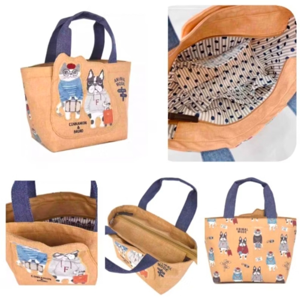 🇯🇵日本Kusuguru 露西保羅系列  刺繡貓咪手提包 帆布包 手拎包 休閒包-細節圖4