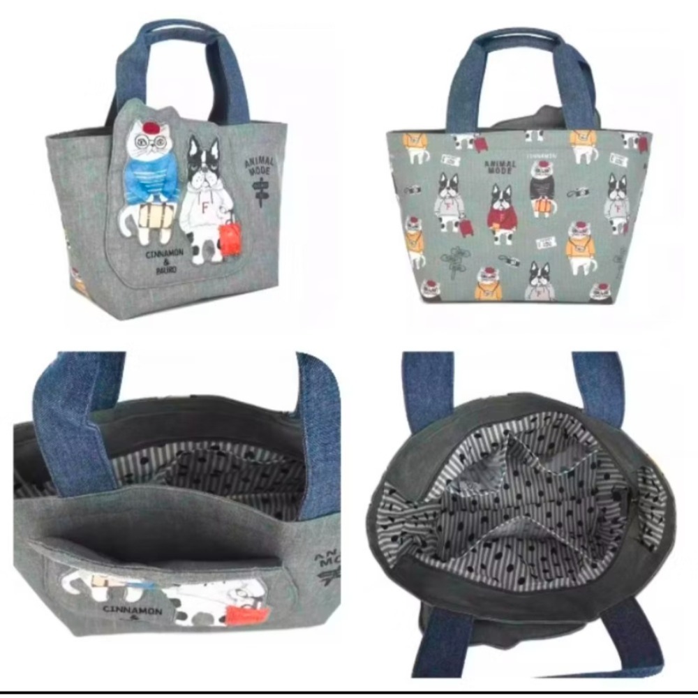 🇯🇵日本Kusuguru 露西保羅系列  刺繡貓咪手提包 帆布包 手拎包 休閒包-細節圖5