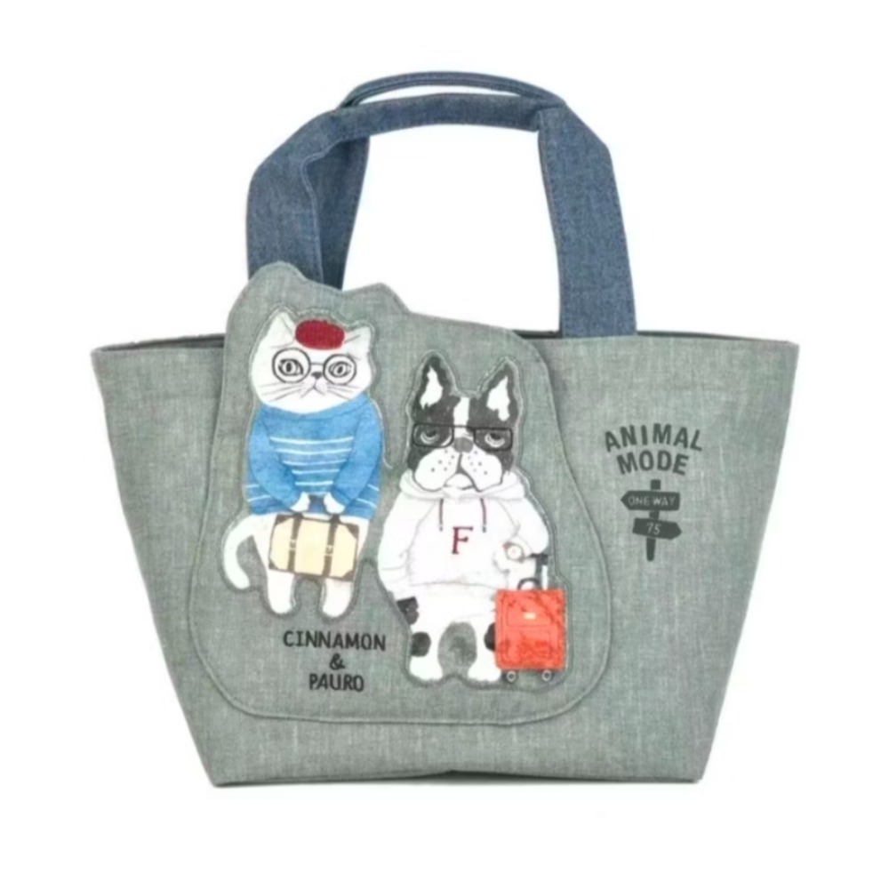 🇯🇵日本Kusuguru 露西保羅系列  刺繡貓咪手提包 帆布包 手拎包 休閒包-規格圖9