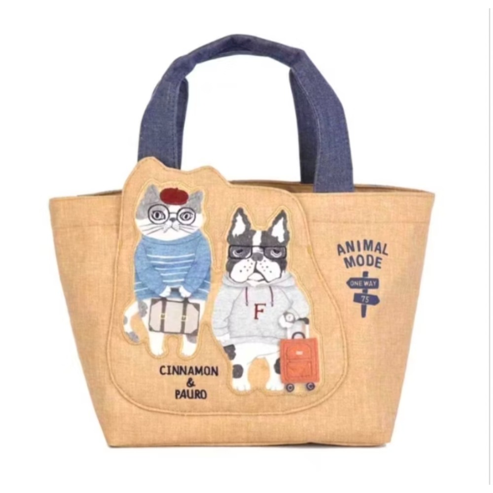 🇯🇵日本Kusuguru 露西保羅系列  刺繡貓咪手提包 帆布包 手拎包 休閒包-規格圖9