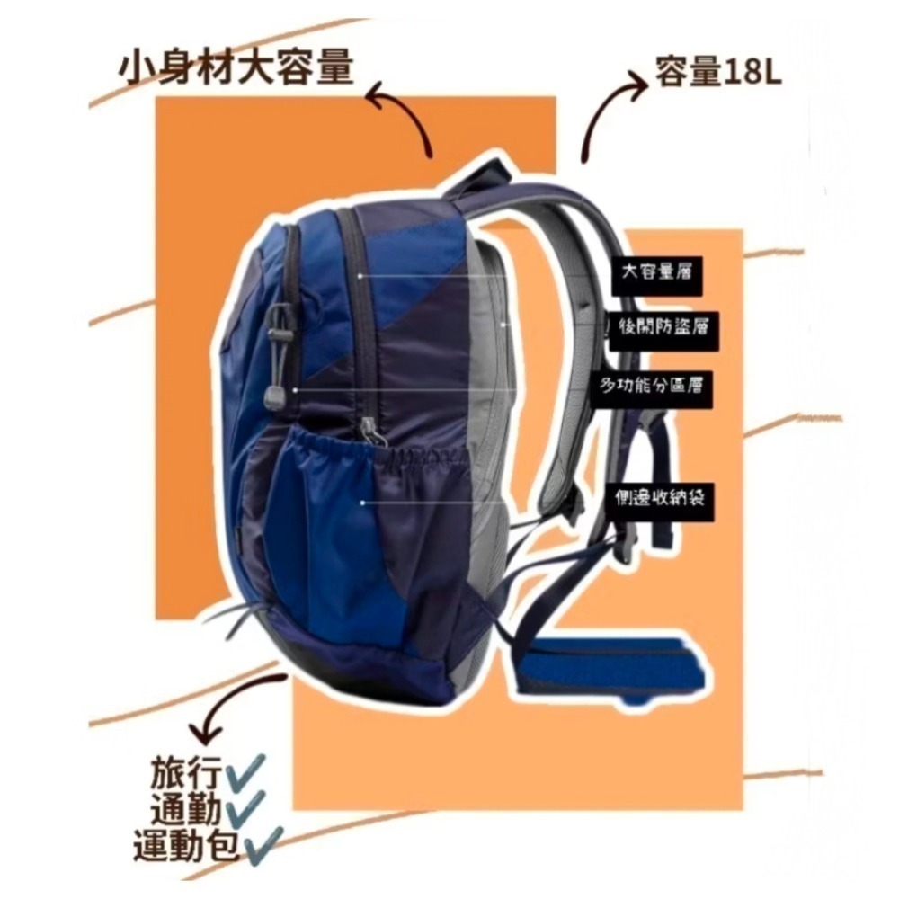 Onepolar 極地戶外旅行包 男女通用雙肩包 運動輕便小背包 通勤書包 18L-細節圖3