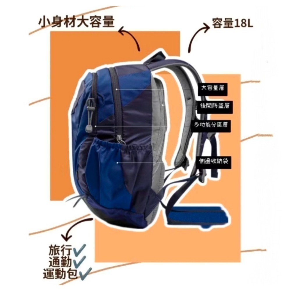Onepolar 極地戶外旅行包 男女通用雙肩包 運動輕便小背包 通勤書包 18L-細節圖3
