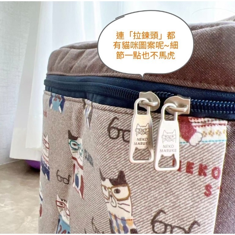 🇯🇵日本kusuguru 刺繡貓咪收納包 衣物收納箱 玩具收納包 布藝收納包 媽媽包 待產包 手提收納包-細節圖4