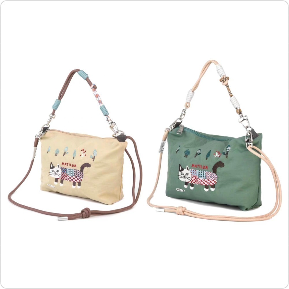 🇯🇵日本Kusuguru 刺繡貓咪斜胯包 手提包 方包 單肩包-細節圖2