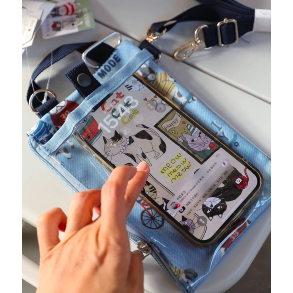 🇯🇵Kusuguru 貓兄弟 露西保羅系列  防水手機包 斜肩包 手拎包 卡包零錢包 拉鍊包 可觸控手機螢幕包-細節圖8