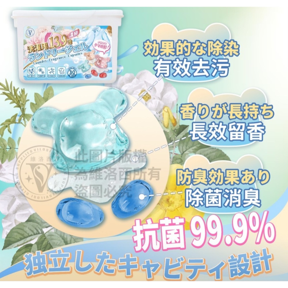 13.9倍洗淨力  日本超人氣波利熊30入洗衣球 維洛西波利熊洗衣球  洗衣香香球  強效洗衣球-細節圖4