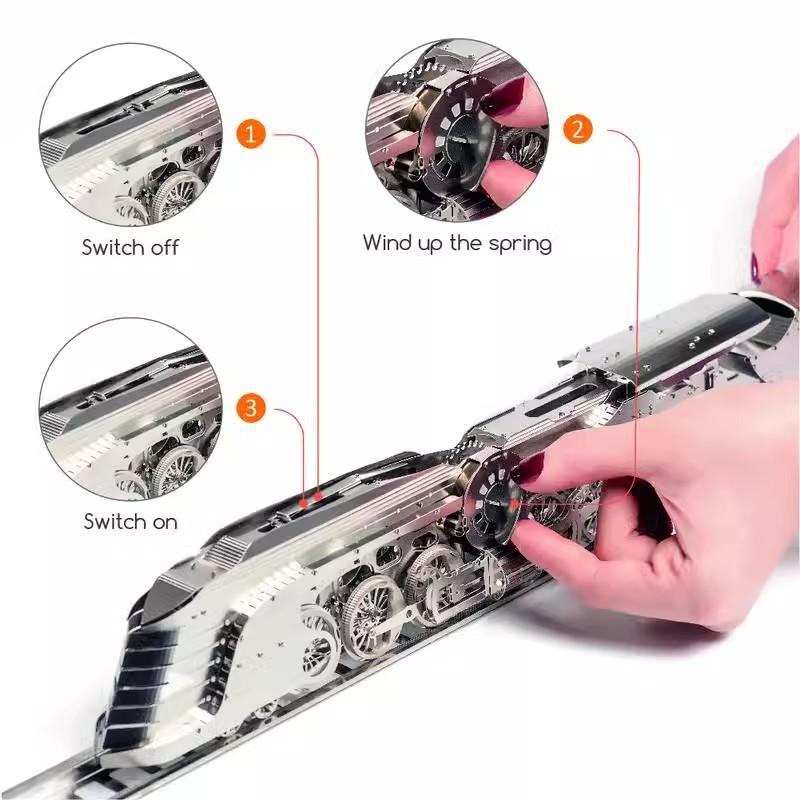 鋼鐵火星人益智玩具★ 齒輪機械傳動系列- 流線型蒸汽火車 ★拼酷★MU藝模★3D立體金屬拼圖★DIY金屬模型-細節圖2