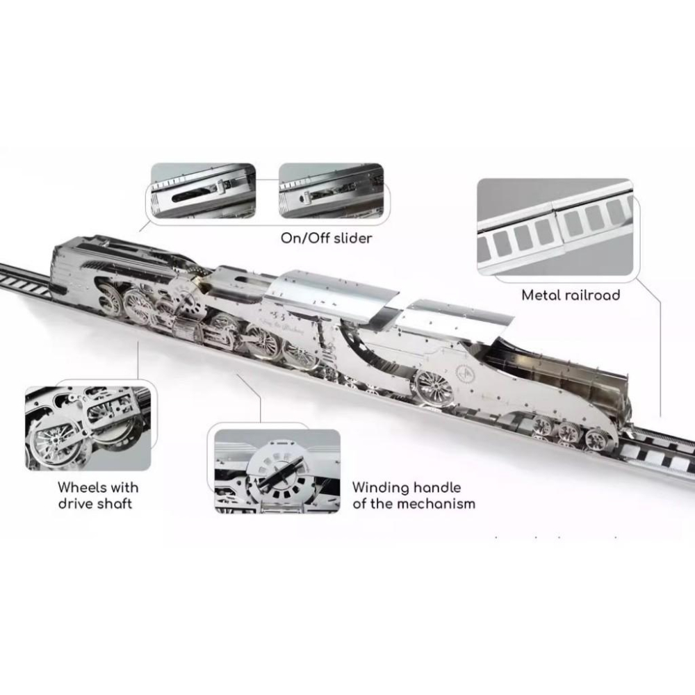 鋼鐵火星人益智玩具★ 齒輪機械傳動系列- 流線型蒸汽火車 ★拼酷★MU藝模★3D立體金屬拼圖★DIY金屬模型-細節圖4