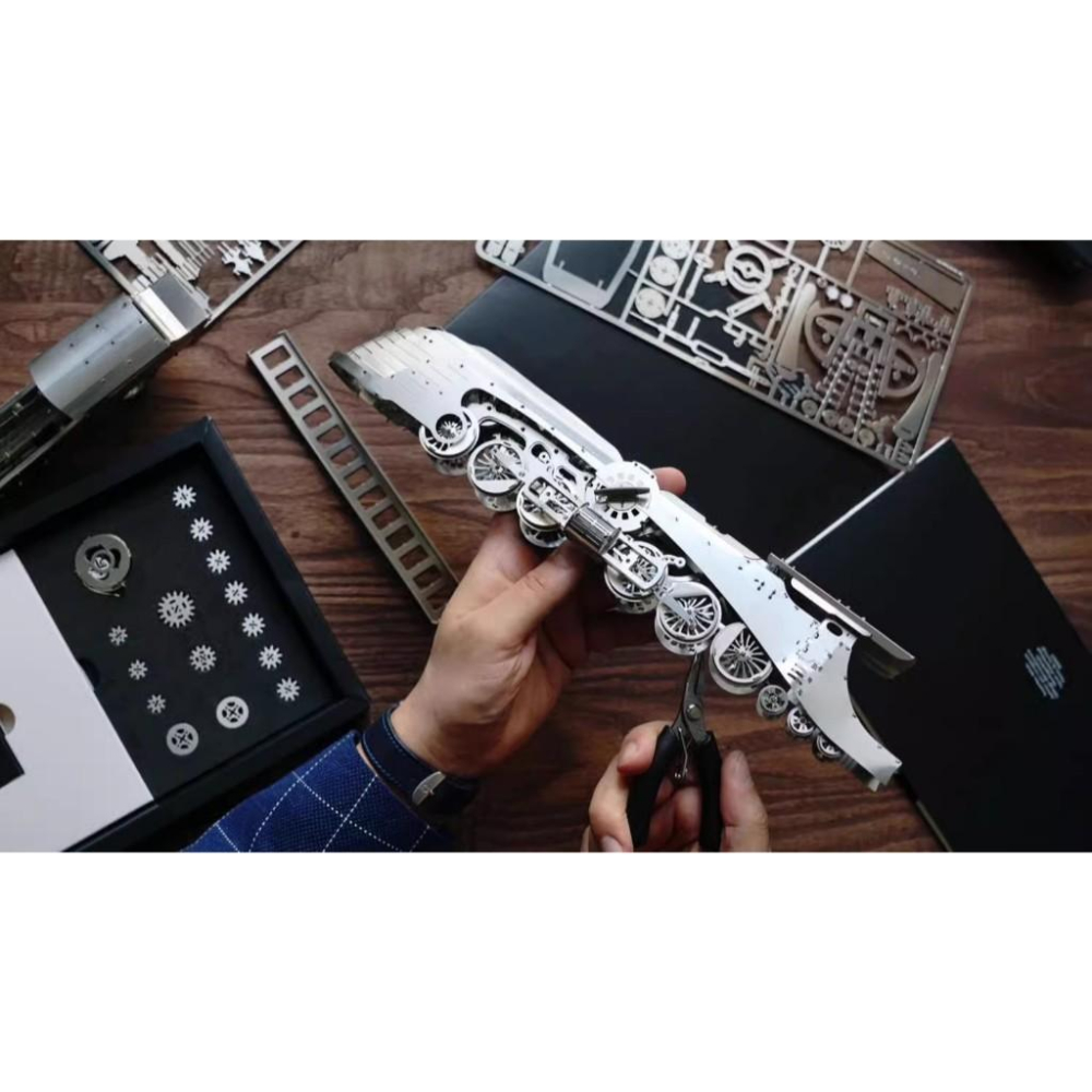 鋼鐵火星人益智玩具★ 齒輪機械傳動系列- 流線型蒸汽火車 ★拼酷★MU藝模★3D立體金屬拼圖★DIY金屬模型-細節圖6