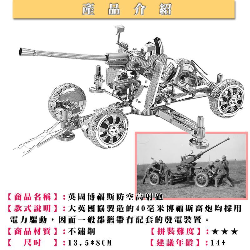 鋼鐵火星人益智玩具★ 英國博福斯防空高射炮 ★拼酷★MU藝模★3D立體金屬拼圖★DIY金屬模型-細節圖2