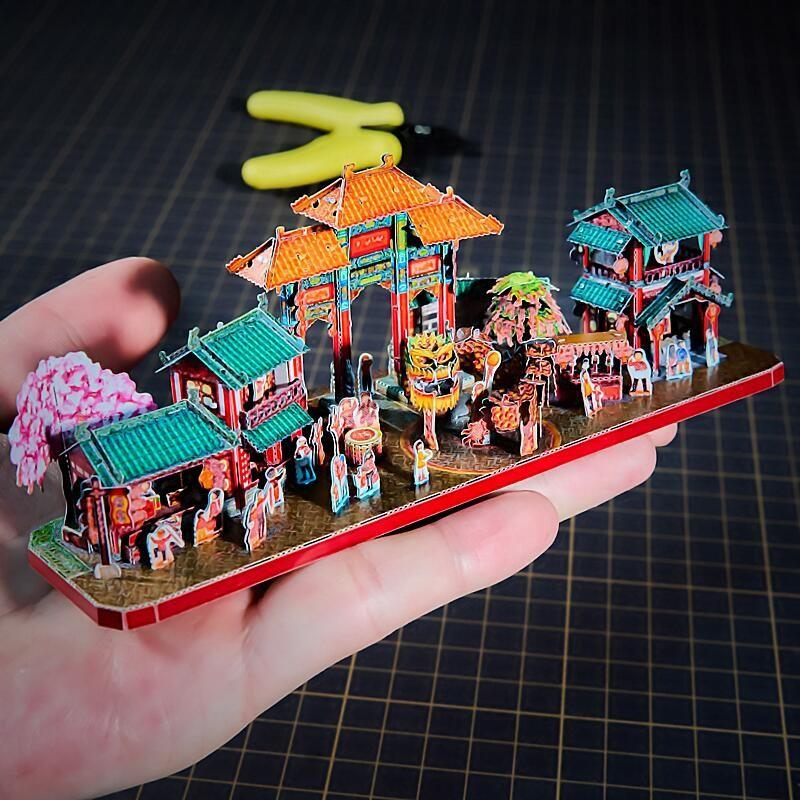 鋼鐵火星人益智玩具★ 中華街街景 ★拼酷★MU藝模★3D立體金屬拼圖★DIY金屬模型-細節圖2