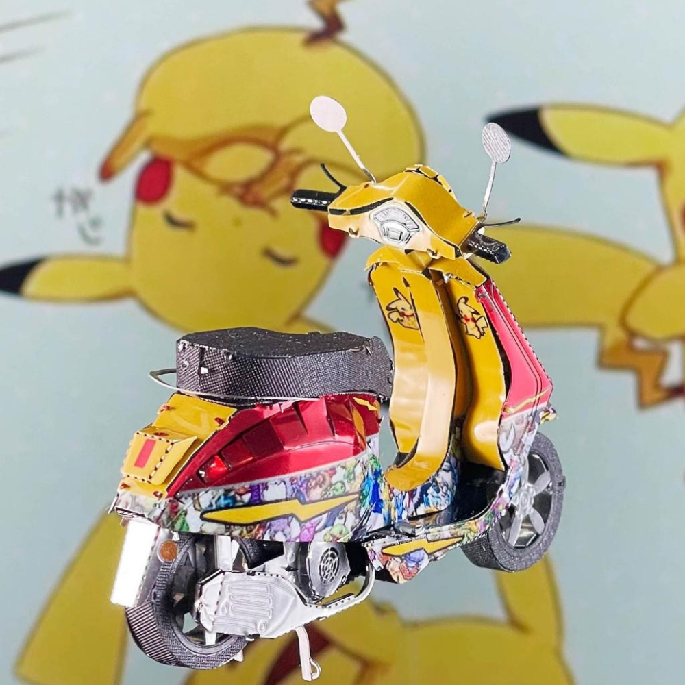 鋼鐵火星人益智玩具★ 偉士牌VESPA經典摩托車 ★拼酷★MU藝模★3D立體金屬拼圖★DIY金屬模型-細節圖5