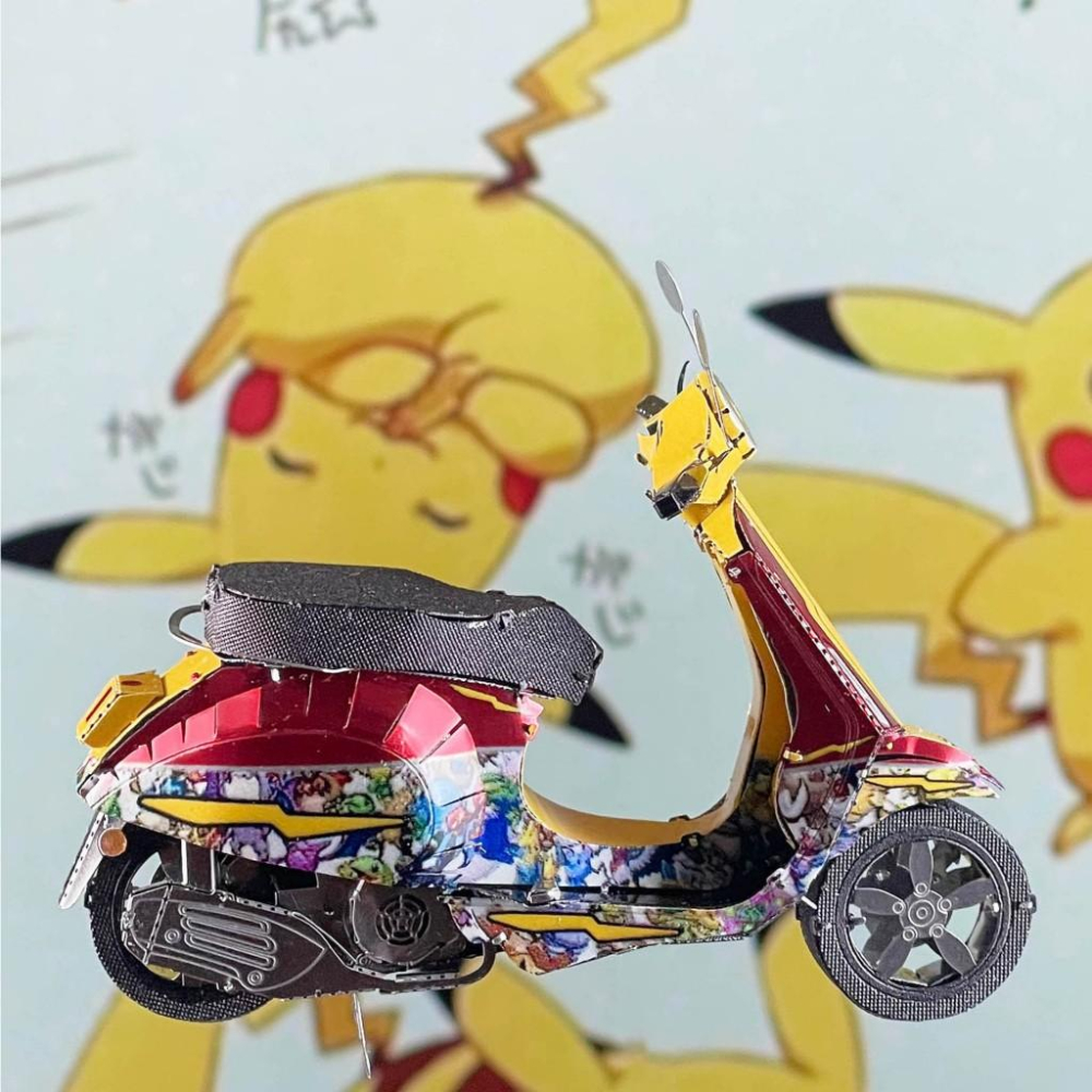 鋼鐵火星人益智玩具★ 偉士牌VESPA經典摩托車 ★拼酷★MU藝模★3D立體金屬拼圖★DIY金屬模型-細節圖6