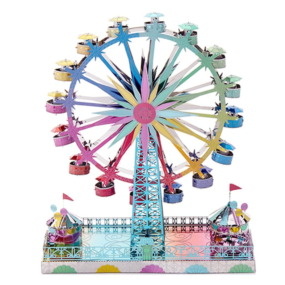 鋼鐵火星人益智玩具★遊樂場摩天輪(大碼可動式+LED燈) ★拼酷★MU藝模★3D立體金屬拼圖★DIY金屬模型★蝕刻片-細節圖3